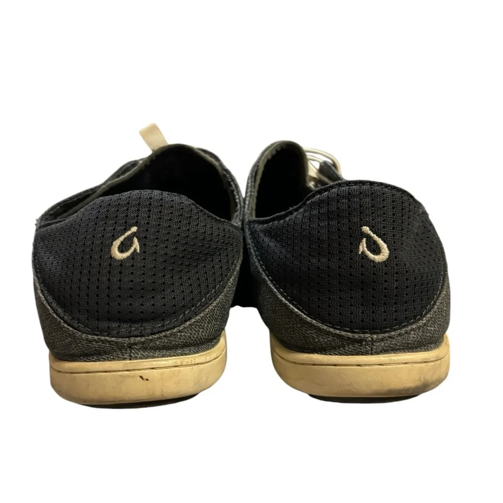 Olukai Nohea Moku No‎ Tie Boat Shoes Dark Shadow Grey and Blue Size 11.5”